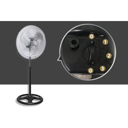 Aigostar - Stoječi ventilator 55W/230V sijajni krom/črna