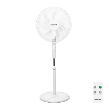 Aigostar - Stoječi ventilator 60W/230V bela + Daljinski upravljalnik