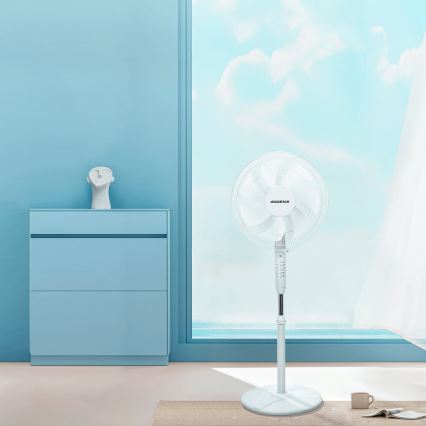 Aigostar - Stoječi ventilator 60W/230V bela + Daljinski upravljalnik
