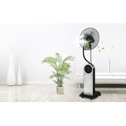 Aigostar - Stoječi ventilator z megličnim efektom 95W/230V črna/siva + Daljinski ventilator