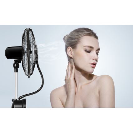 Aigostar - Stoječi ventilator z megličnim efektom 95W/230V črna/siva + Daljinski ventilator