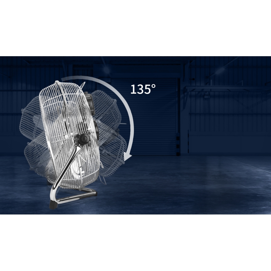 Aigostar - Stojalni ventilator 100W/230V, premer 54 cm, sijajni krom