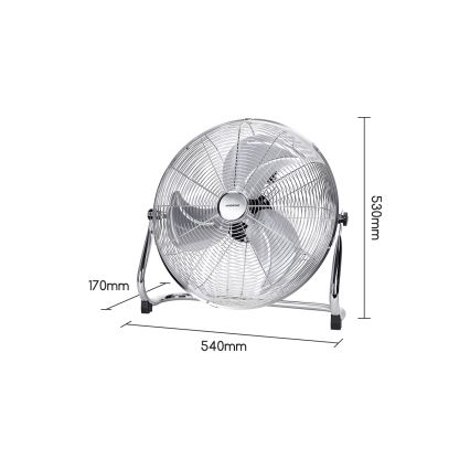 Aigostar - Stojalni ventilator 100W/230V, premer 54 cm, sijajni krom