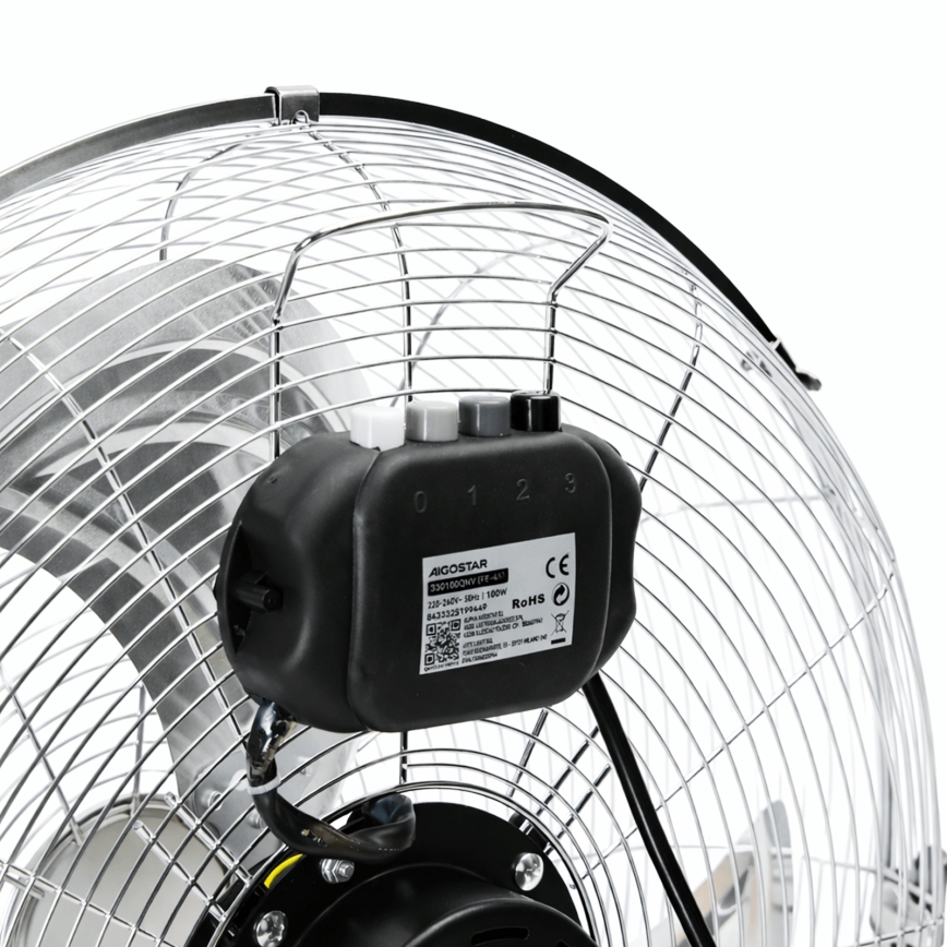 Aigostar - Stojni ventilator 100W/230V premer 54 cm sijajni krom