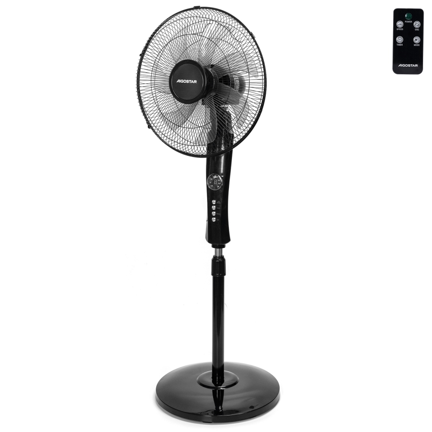 Aigostar - Stojni ventilator 50W/230V črna + daljinski upravljalnik