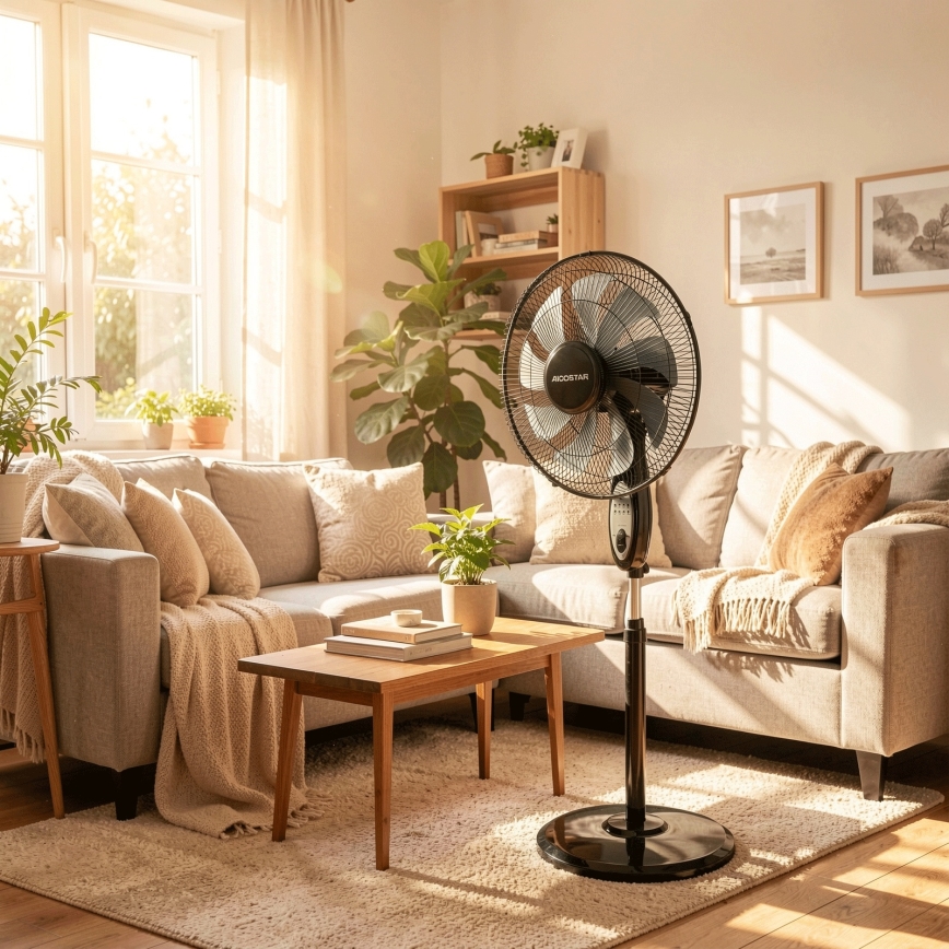 Aigostar - stojni ventilator 60 W/230 V, 130 cm, črn, z daljinskim upravljalnikom