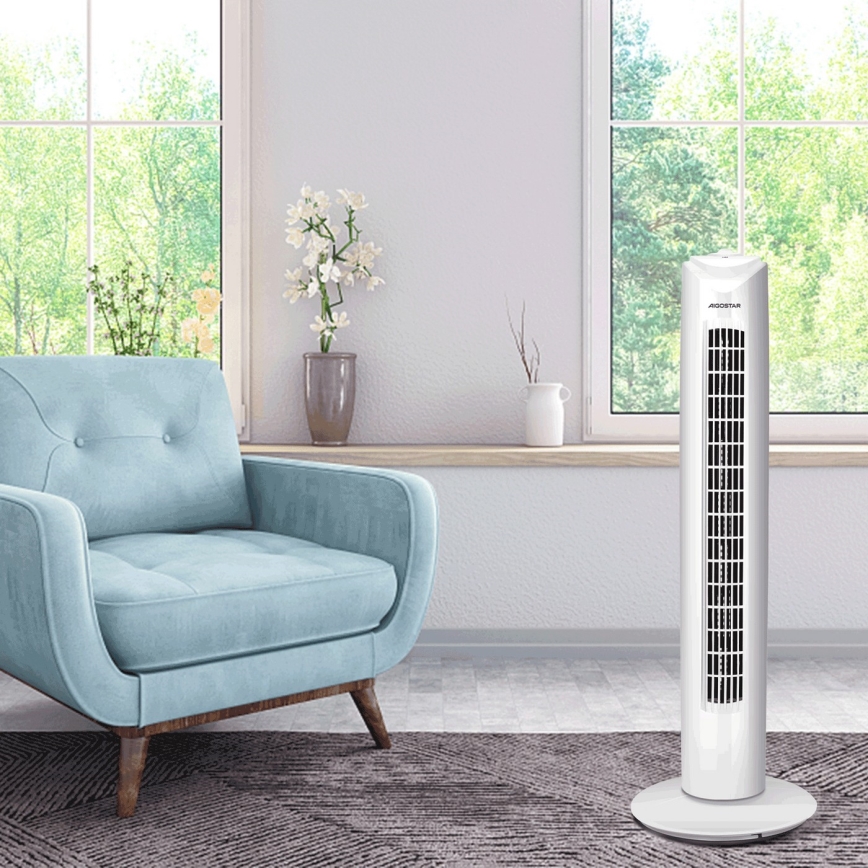 Aigostar - Stolpni ventilator 45W/230V bela