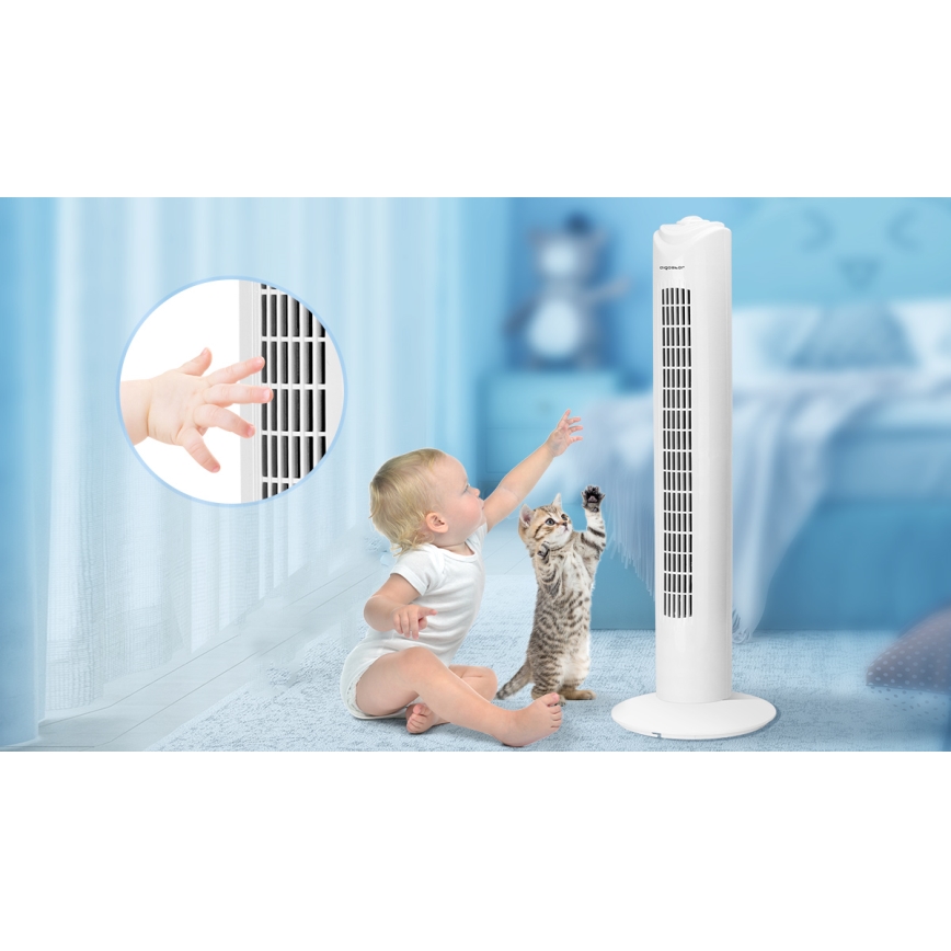 Aigostar - Stolpni ventilator 45W/230V bela