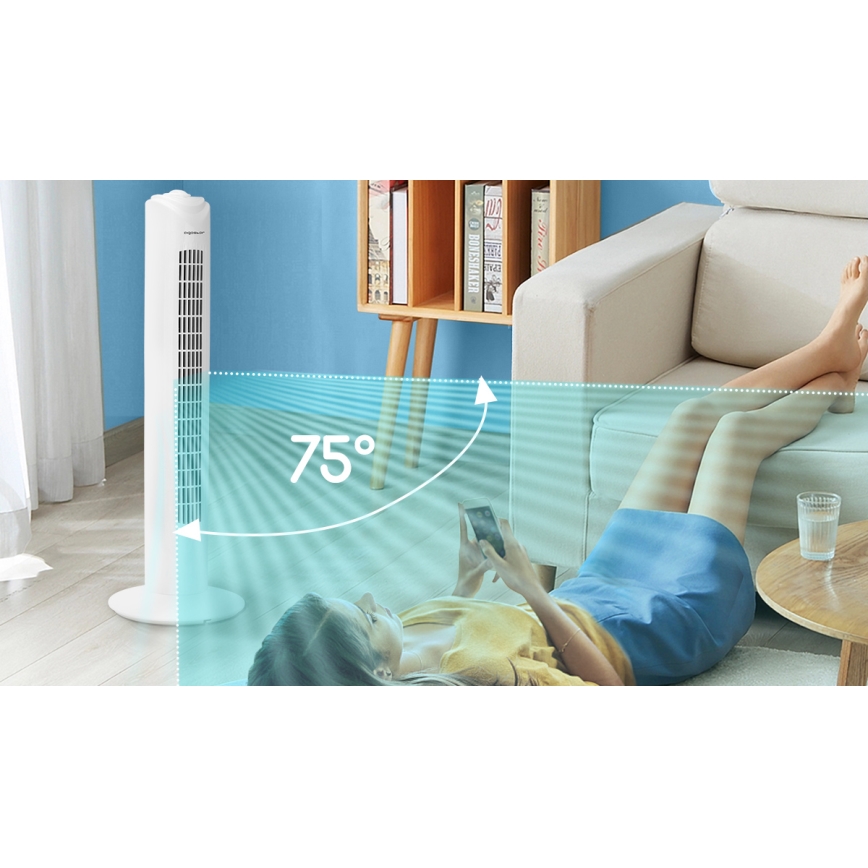 Aigostar - Stolpni ventilator 45W/230V bela