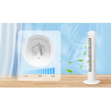 Aigostar - Stolpni ventilator 45W/230V bela