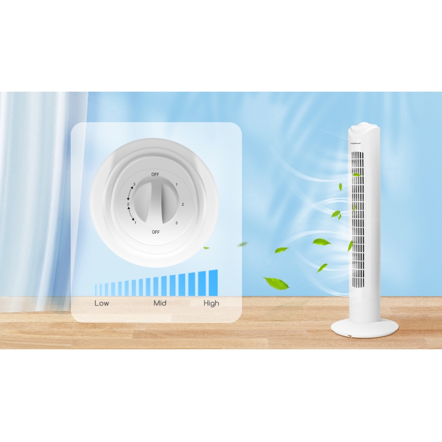 Aigostar - Stolpni ventilator 45W/230V bela
