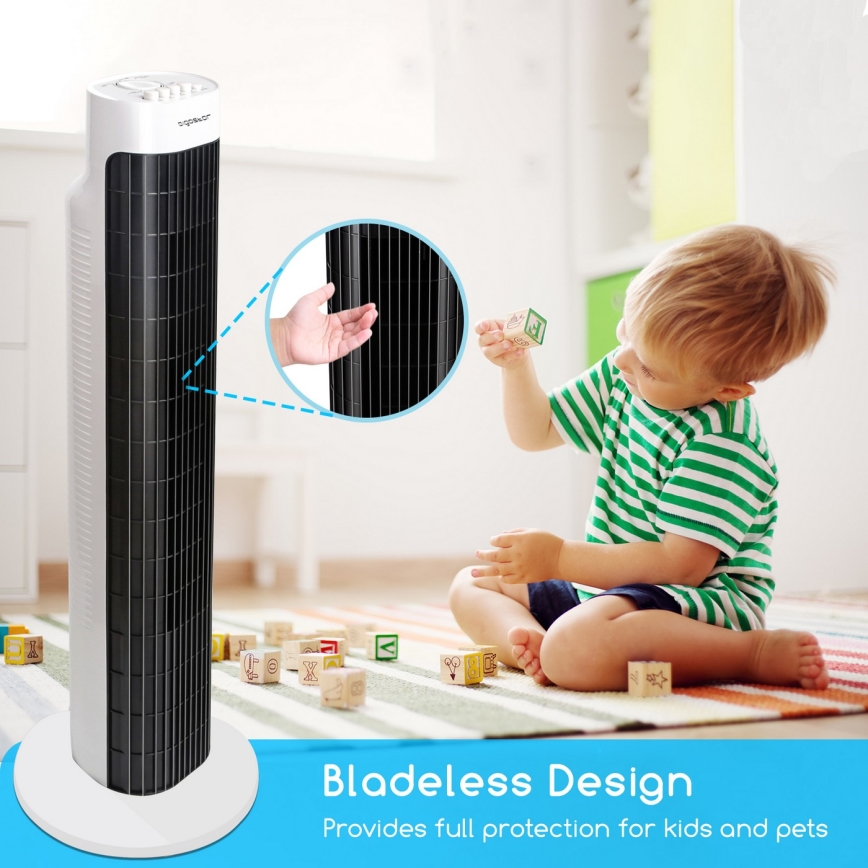 Aigostar - Stolpni ventilator 45W/230V črna/bela