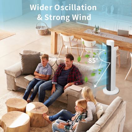 Aigostar - Stolpni ventilator 45W/230V črna/bela