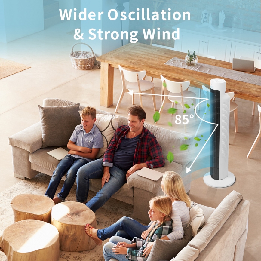 Aigostar - Stolpni ventilator 45W/230V črna/bela