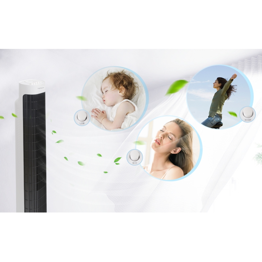 Aigostar - Stolpni ventilator 45W/230V črna/bela