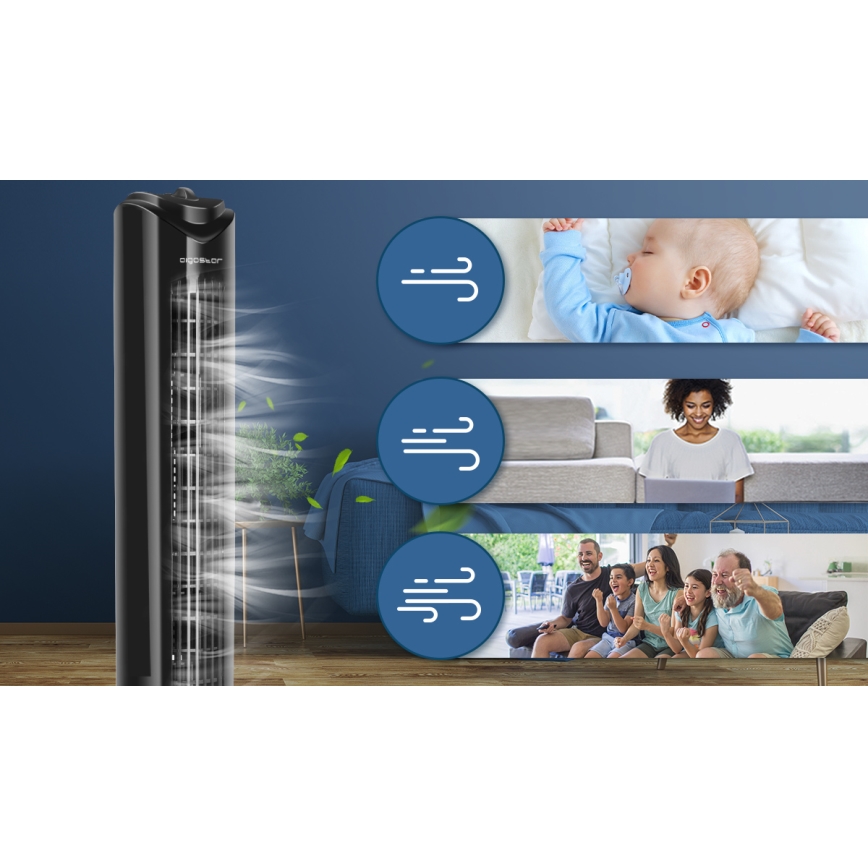 Aigostar - Stolpni ventilator 45W/230V črna