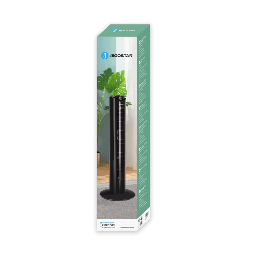 Aigostar - Stolpni ventilator 45W/230V črna