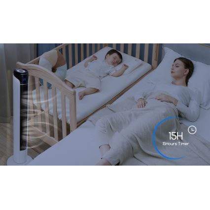 Aigostar - Stolpni ventilator 50W/230V črna/bela + Daljinski upravljalnik