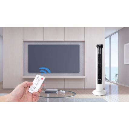 Aigostar - Stolpni ventilator 50W/230V črna/bela + Daljinski upravljalnik
