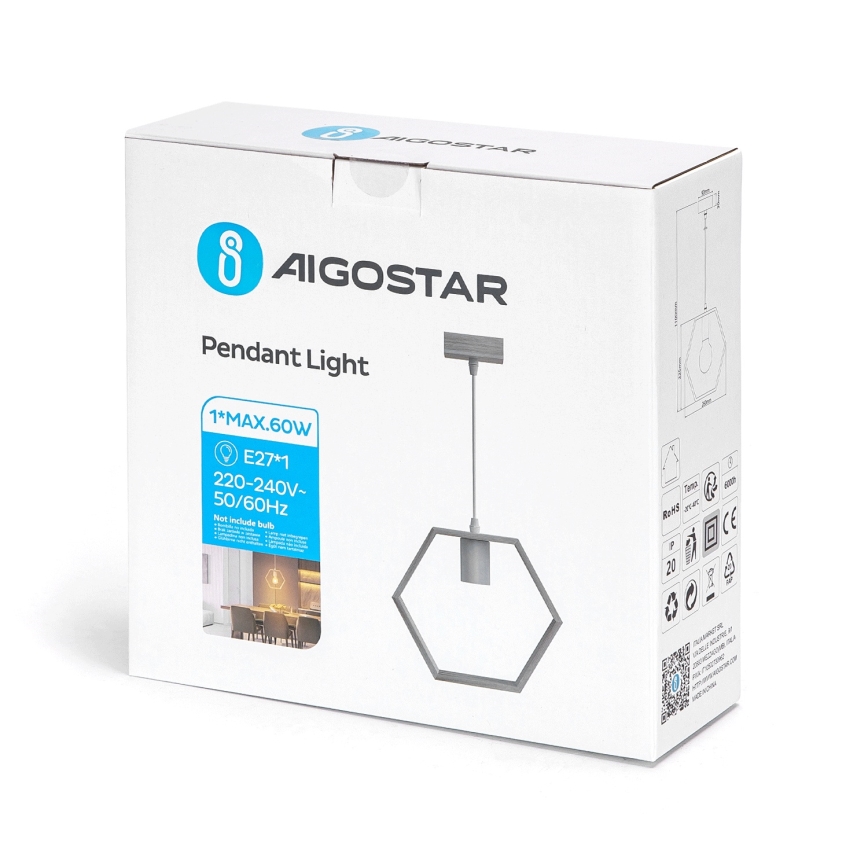 Aigostar - Stropna svetilka na vrvici 1xE27/60W/230V bežna