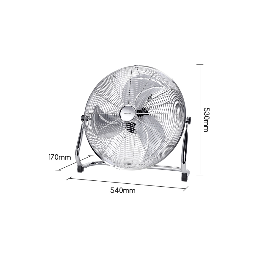 Aigostar - Talni ventilator 100W/230V sijajni krom