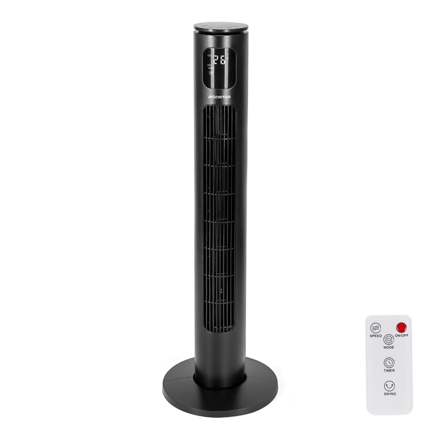 Aigostar - Talni ventilator 50W/230V črna Wi-Fi + Daljinski upravljalnik