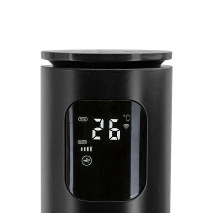 Aigostar - Talni ventilator 50W/230V črna Wi-Fi + Daljinski upravljalnik
