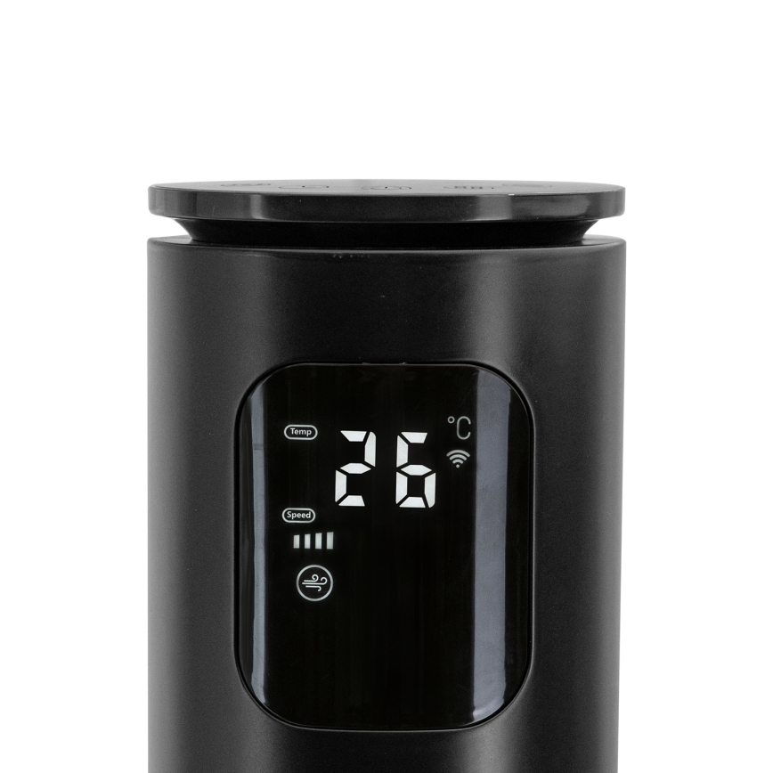 Aigostar - Talni ventilator 50W/230V črna Wi-Fi + Daljinski upravljalnik