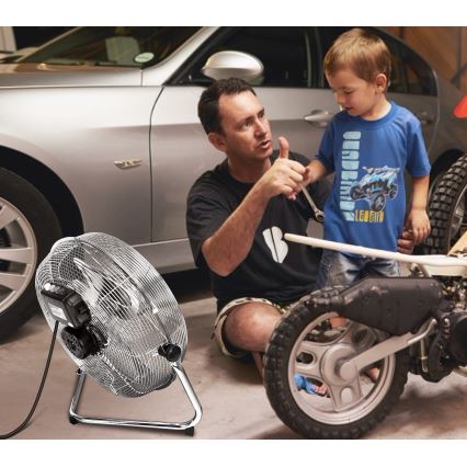 Aigostar - Talni ventilator 60W/230V 44,5 cm sijajni krom