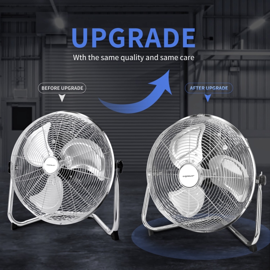 Aigostar - Talni ventilator 60W/230V 44,5 cm sijajni krom