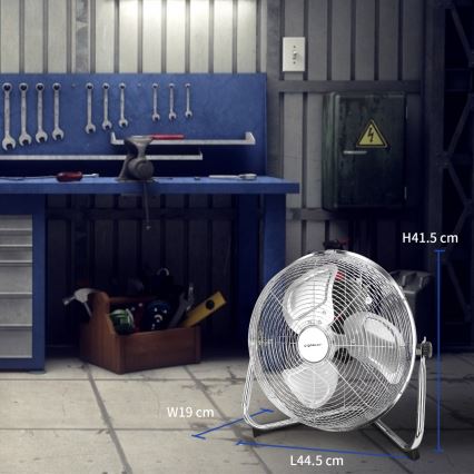Aigostar - Talni ventilator 60W/230V 44,5 cm sijajni krom