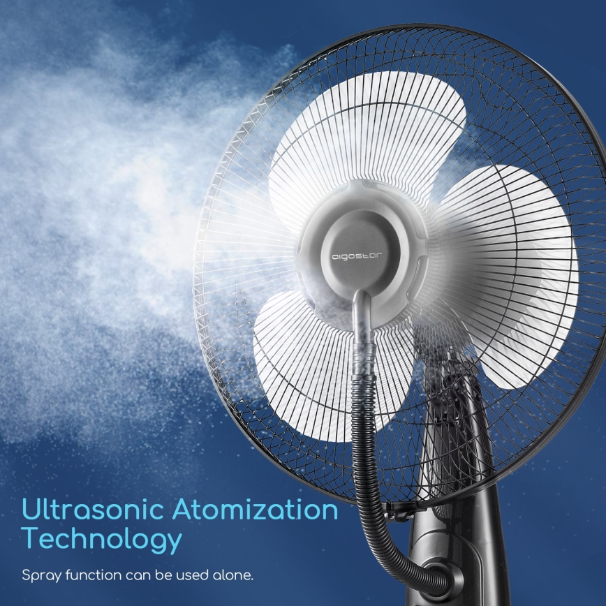 Aigostar - Talni ventilator z vodnim pršenjem 75W/230V + Daljinski upravljalnik