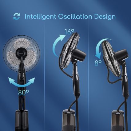 Aigostar - Talni ventilator z vodnim pršenjem 75W/230V + Daljinski upravljalnik