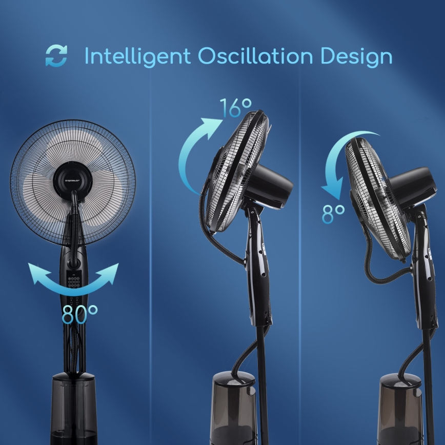 Aigostar - Talni ventilator z vodnim pršenjem 75W/230V + Daljinski upravljalnik