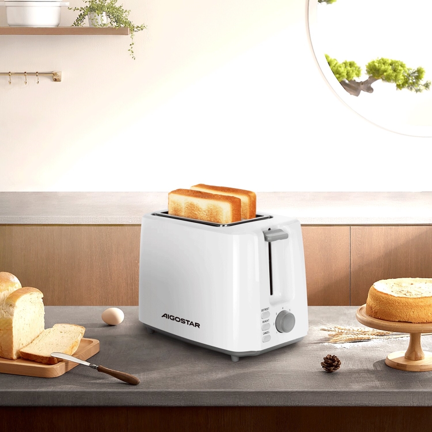 Aigostar - Toaster z dvema luknjama 750W/230V bela