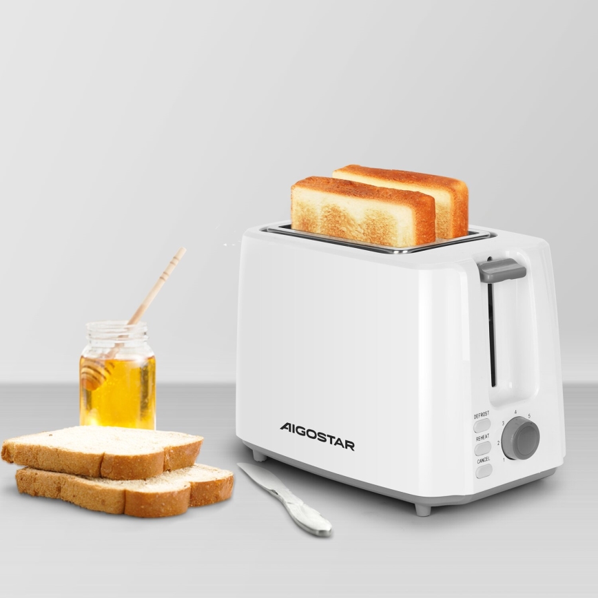 Aigostar - Toaster z dvema luknjama 750W/230V bela