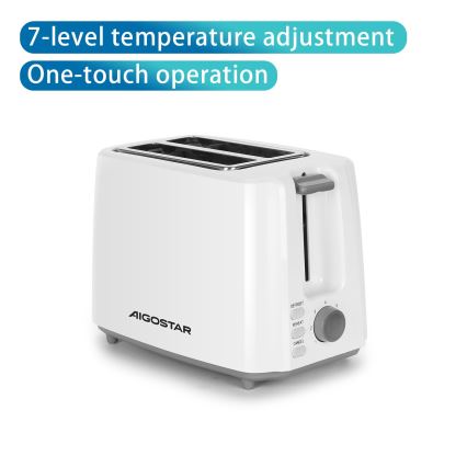 Aigostar - Toaster z dvema luknjama 750W/230V bela