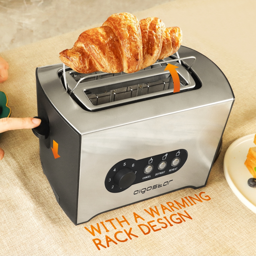Aigostar - Toaster z dvema luknjama 900W/230V mat krom