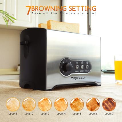 Aigostar - Toaster z dvema luknjama 900W/230V mat krom