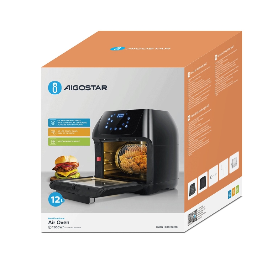 Aigostar - Toplozračna pečica 1400W/230V 12l črna