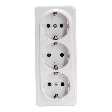 Aigostar - Trojna stenska vtičnica SCHUKO 250V bela