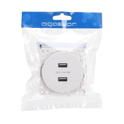 Aigostar - USB napajalna vtičnica brez okvirja 2x USB-A bela