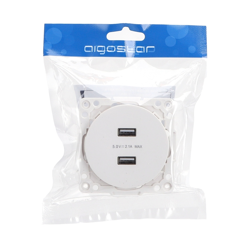 Aigostar - USB napajalna vtičnica brez okvirja 2x USB-A bela