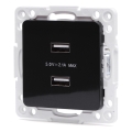 Aigostar - USB napajalna vtičnica brez okvirja 2x USB-A črna