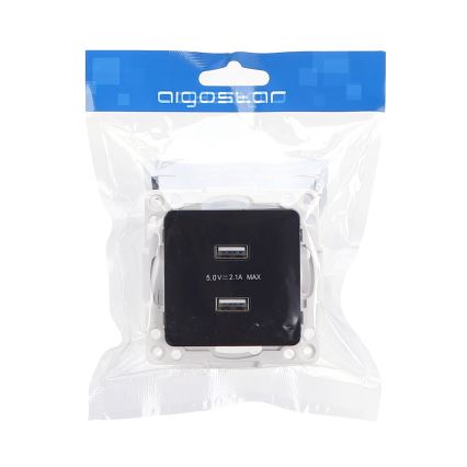 Aigostar - USB napajalna vtičnica brez okvirja 2x USB-A črna