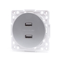 Aigostar - USB napajalna vtičnica brez okvirja 2x USB-A srebrna