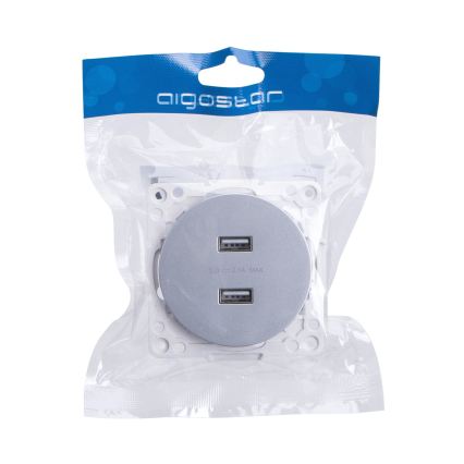 Aigostar - USB napajalna vtičnica brez okvirja 2x USB-A srebrna