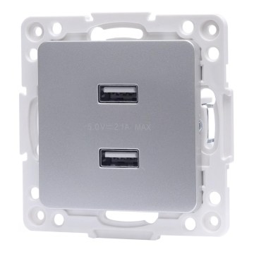 Aigostar - USB napajalna vtičnica brez okvirja 2x USB-A srebrna