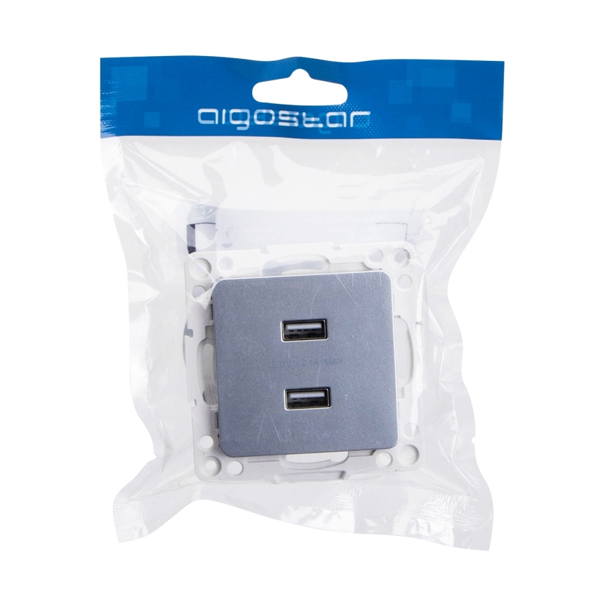 Aigostar - USB napajalna vtičnica brez okvirja 2x USB-A srebrna