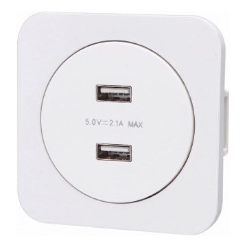 Aigostar - USB napajalna vtičnica z okvirjem 2x USB-A bela